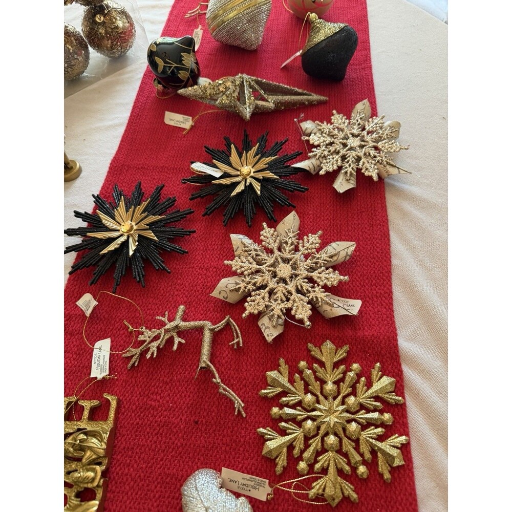 Christmas Hanging Ornaments Gold Black Silver Bauble Bell Star $5.50 ea $100 all